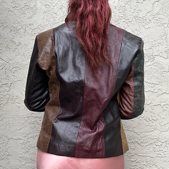 Y2k Leather Moto Jacket, Neutral, Made in Italy, Boho, Hippie, Penny Lane - Picture 5 of 10